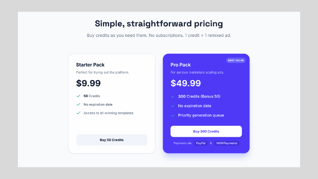 Pricing page headline changed